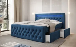 Boxspringbett Menzogna Samt mit LED und Stauraum (2 Schubladen)