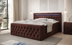 Boxspringbett Menzogna Samt mit LED und Stauraum (2 Schubladen)