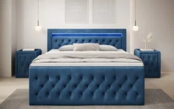 Boxspringbett Menzogna Samt mit LED und Stauraum (2 Schubladen)