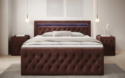 Boxspringbett Menzogna Samt mit LED und Stauraum (2 Schubladen)