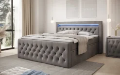 Boxspringbett Menzogna Samt mit LED und Stauraum (2 Schubladen)