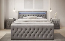 Boxspringbett Menzogna Samt mit LED und Stauraum (2 Schubladen)