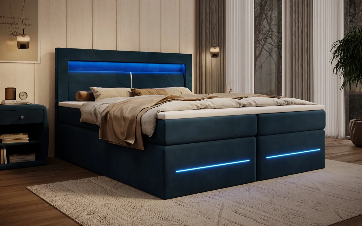 Boxspringbett Minera mit LED, USB und Stauraum