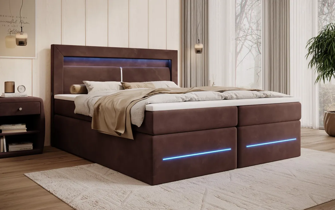 Boxspringbett Minera mit LED, USB und Stauraum