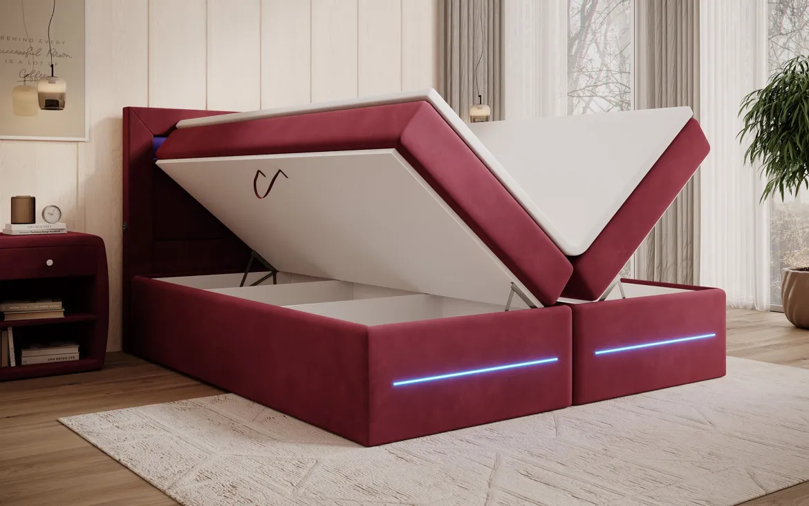 Boxspringbett Minera mit LED, USB und Stauraum