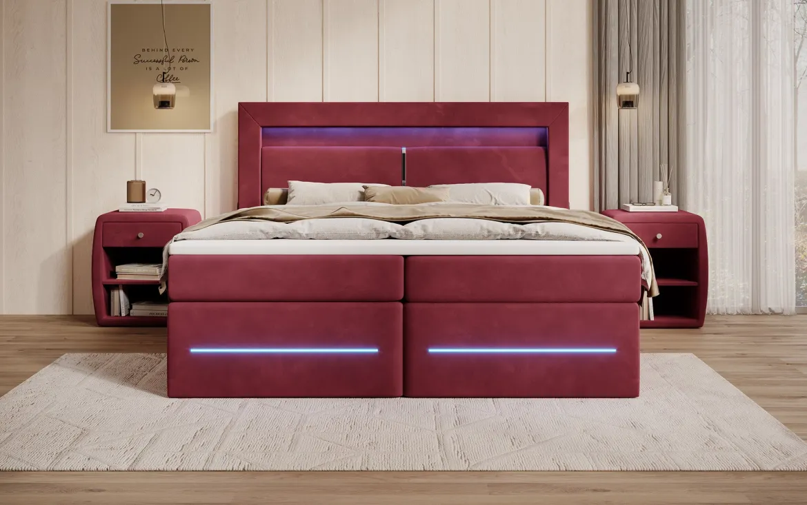 Boxspringbett Minera mit LED, USB und Stauraum