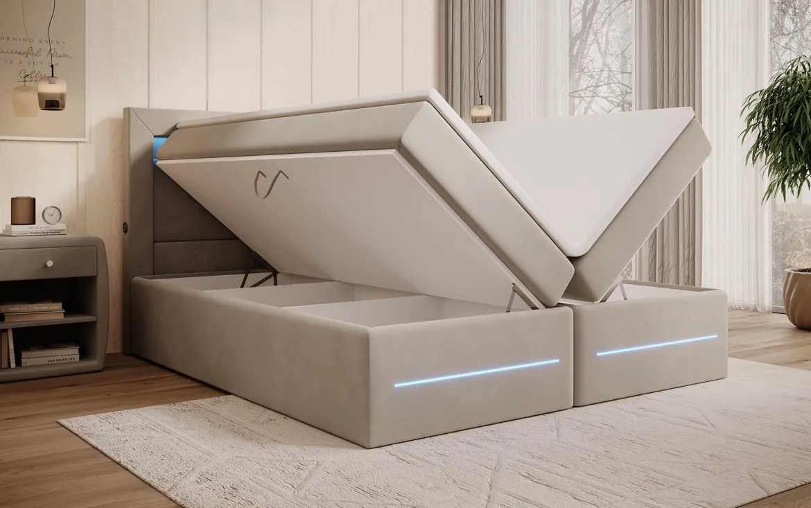 Boxspringbett Minera mit LED, USB und Stauraum