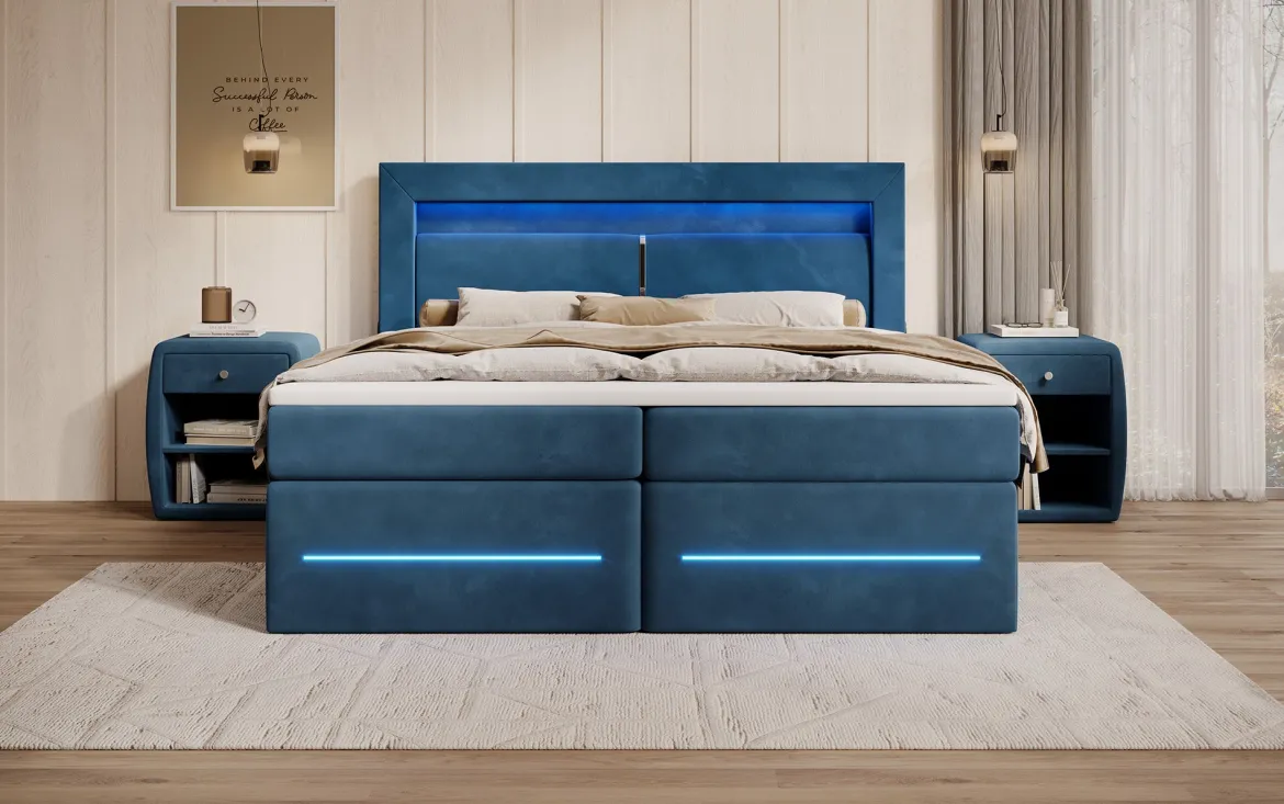 Boxspringbett Minera mit LED, USB und Stauraum