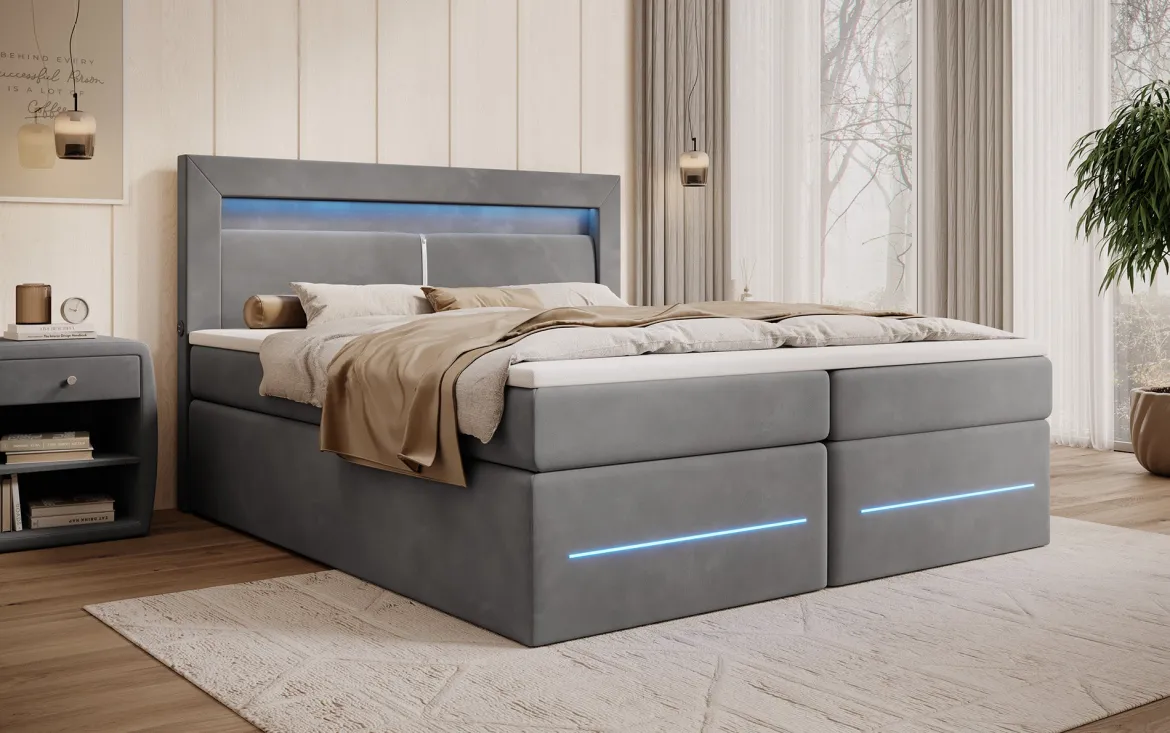 Boxspringbett Minera mit LED, USB und Stauraum