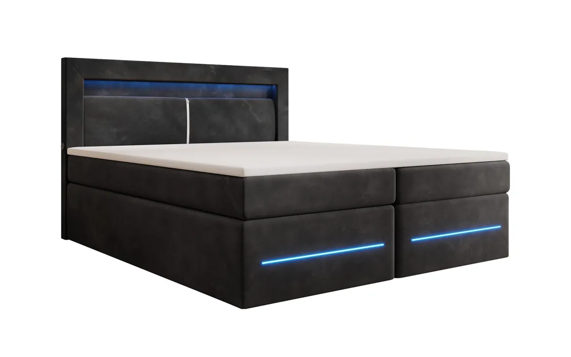 Boxspringbett Minera mit LED, USB und Stauraum