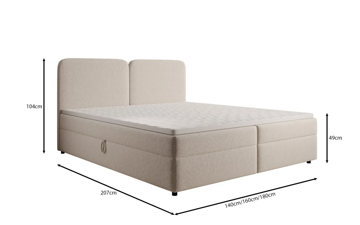 Boxspringbett Mira in Strukturstoff mit Stauraum