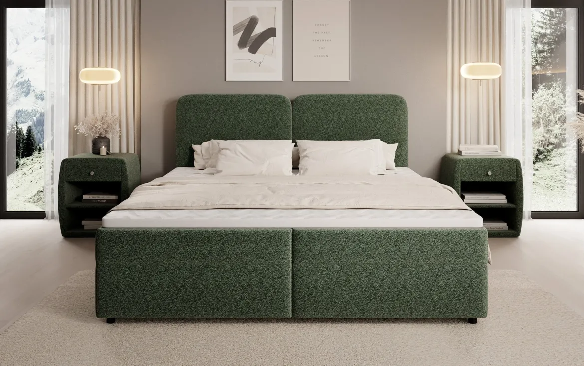 Boxspringbett Mira in Strukturstoff mit Stauraum