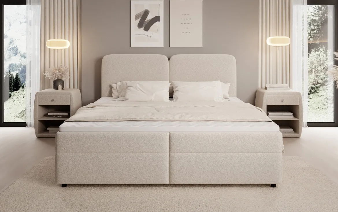 Boxspringbett Mira in Strukturstoff mit Stauraum
