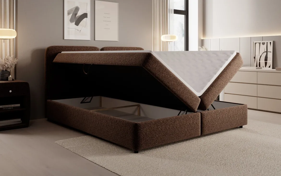 Boxspringbett Mira in Strukturstoff mit Stauraum