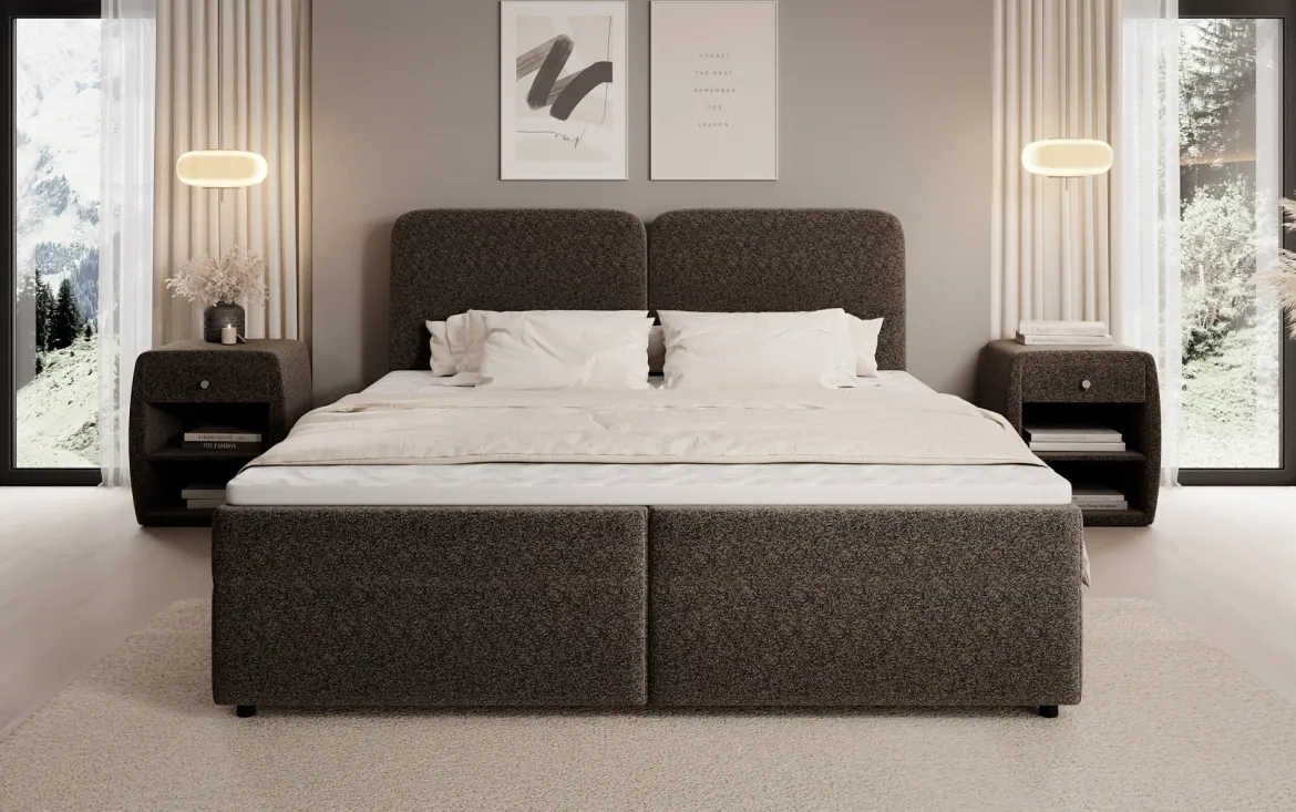 Boxspringbett Mira in Strukturstoff mit Stauraum