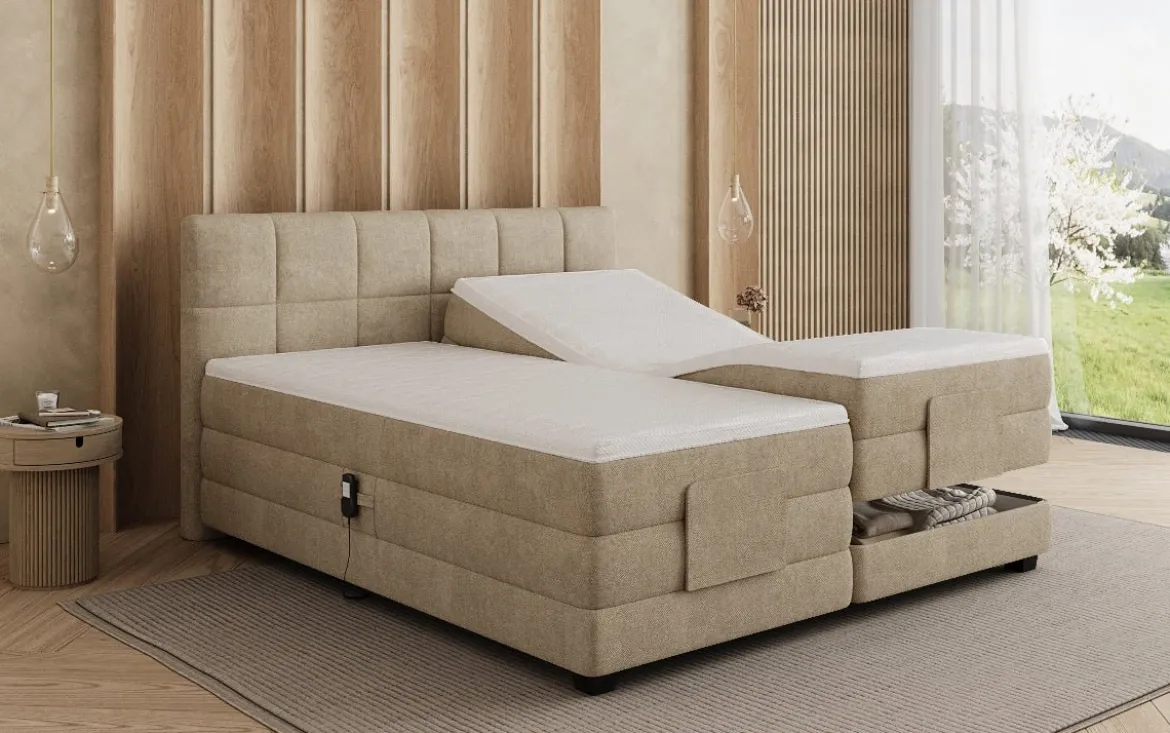 Boxspringbett Monaco - elektrisch verstellbar in Stoff