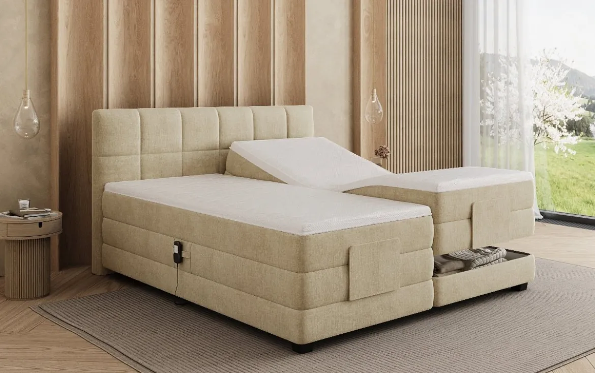 Boxspringbett Monaco - elektrisch verstellbar in Samt