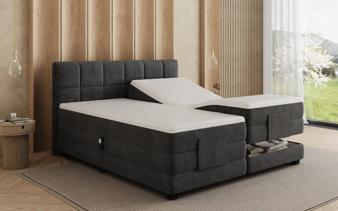 Boxspringbett Monaco - elektrisch verstellbar in Samt