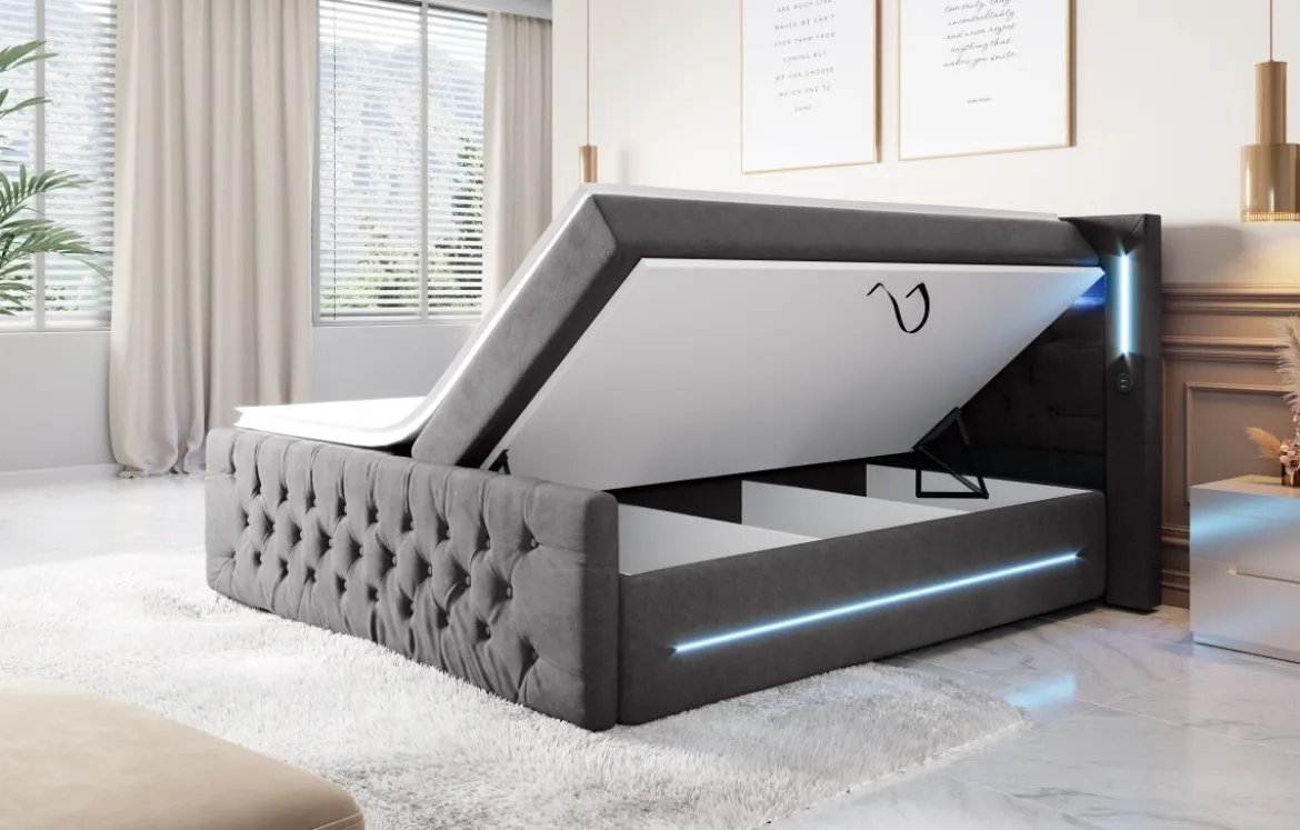 Boxspringbett Moonlight mit LED, USB und Stauraum