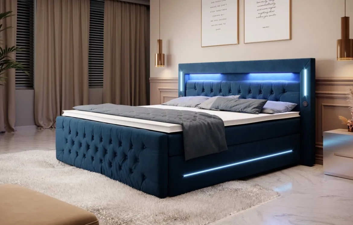 Boxspringbett Moonlight mit LED, USB und Stauraum