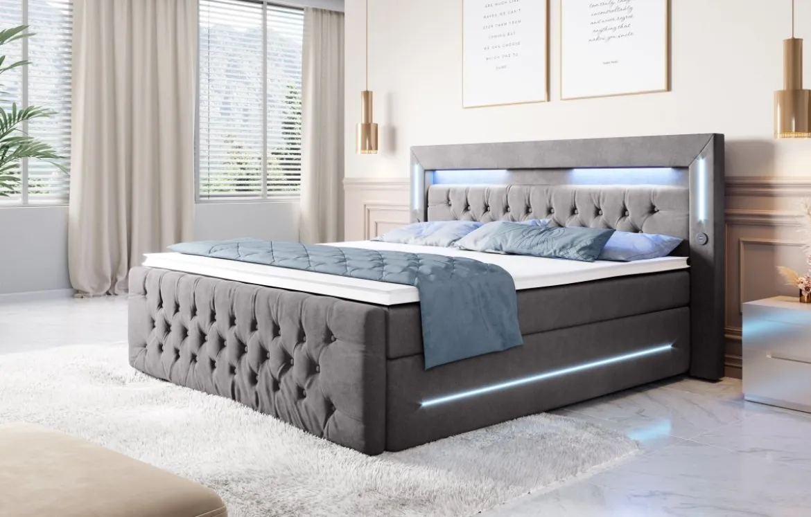 Boxspringbett Moonlight mit LED, USB und Stauraum
