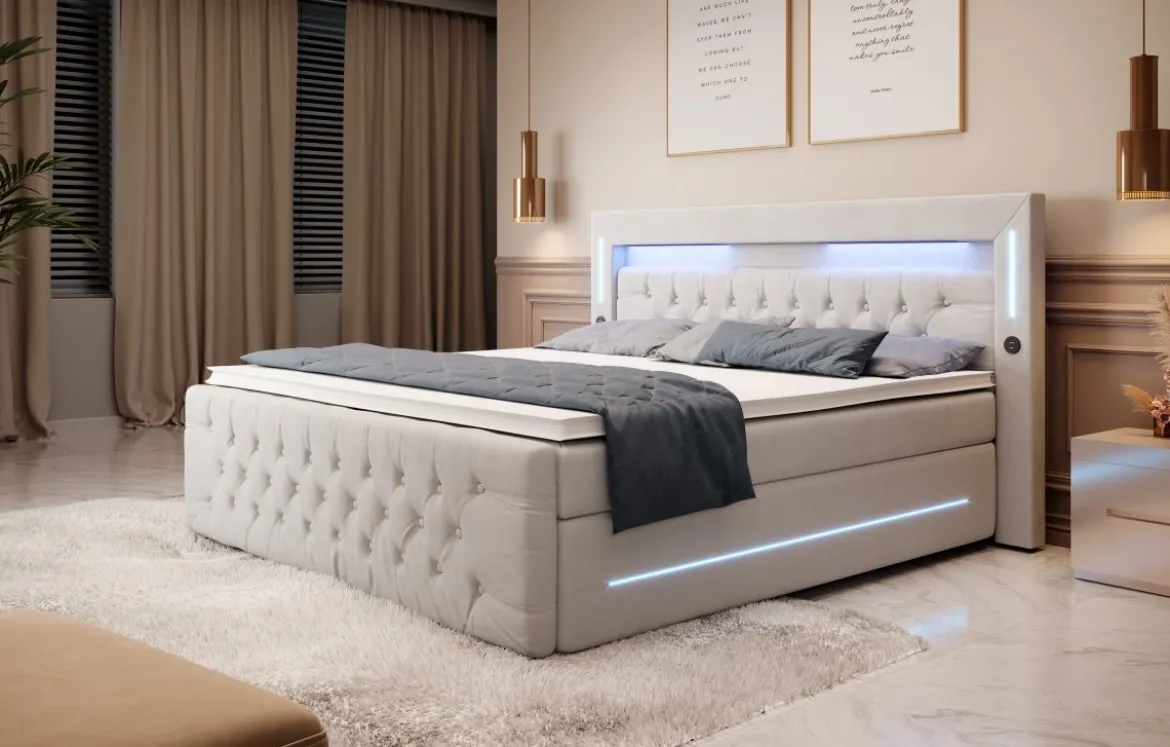 Boxspringbett Moonlight mit LED, USB und Stauraum