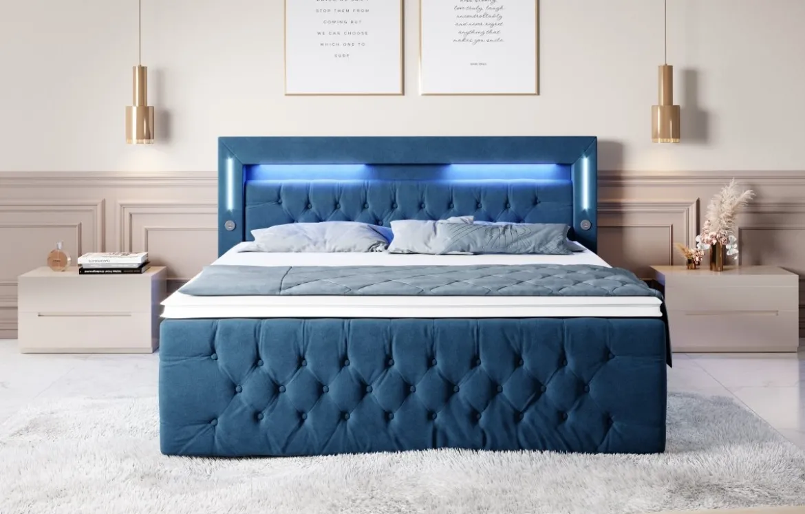 Boxspringbett Moonlight mit LED, USB und Stauraum