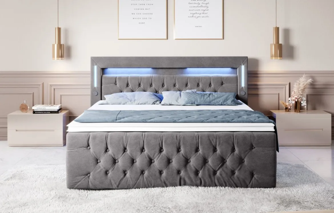 Boxspringbett Moonlight mit LED, USB und Stauraum