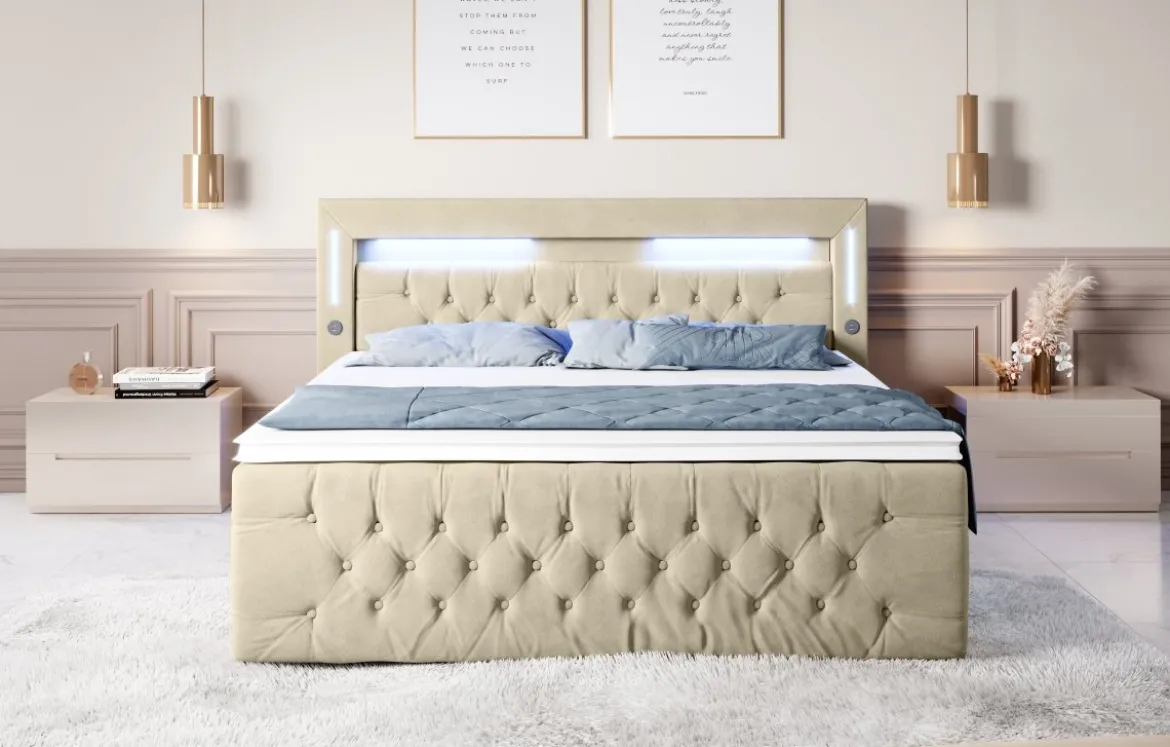 Boxspringbett Moonlight mit LED, USB und Stauraum