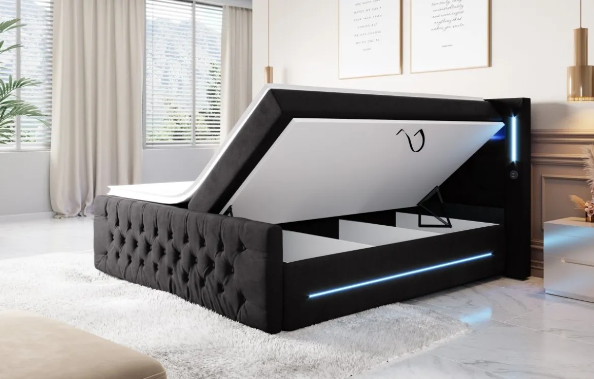 Boxspringbett Moonlight mit LED, USB und Stauraum