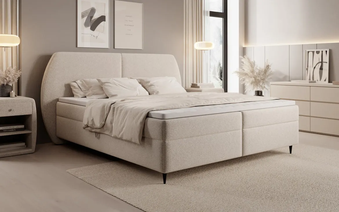 Boxspringbett Nara in Strukturstoff mit Stauraum
