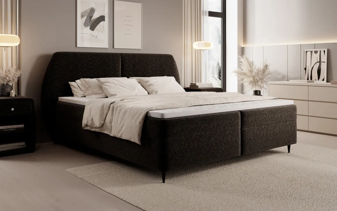 Boxspringbett Nara in Strukturstoff mit Stauraum