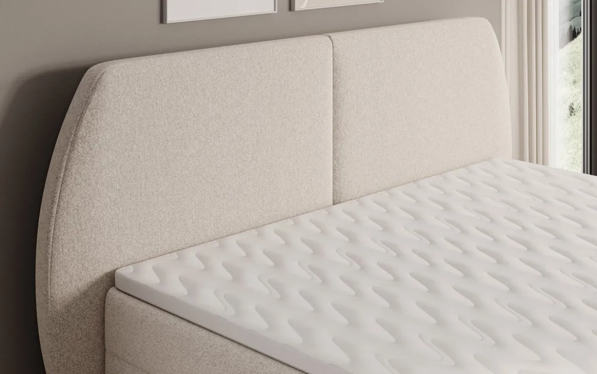 Boxspringbett Nara in Strukturstoff mit Stauraum