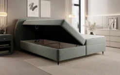 Boxspringbett Nara in Strukturstoff mit Stauraum