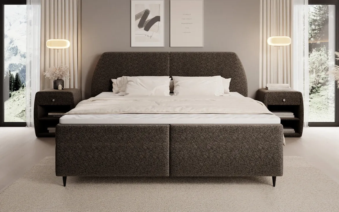 Boxspringbett Nara in Strukturstoff mit Stauraum