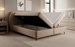 Boxspringbett Nara in Strukturstoff mit Stauraum