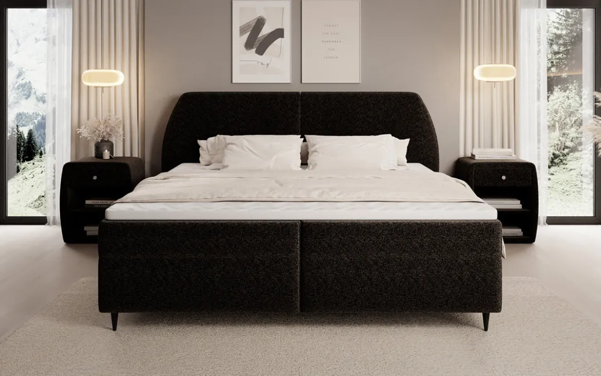 Boxspringbett Nara in Strukturstoff mit Stauraum