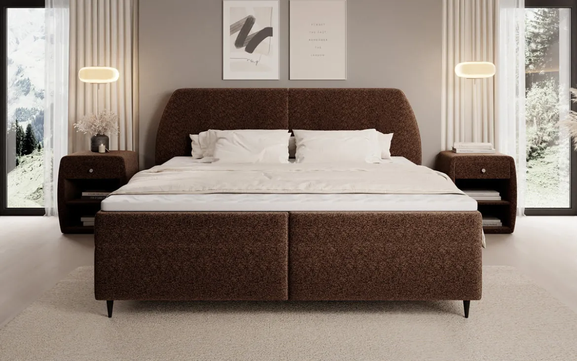 Boxspringbett Nara in Strukturstoff mit Stauraum