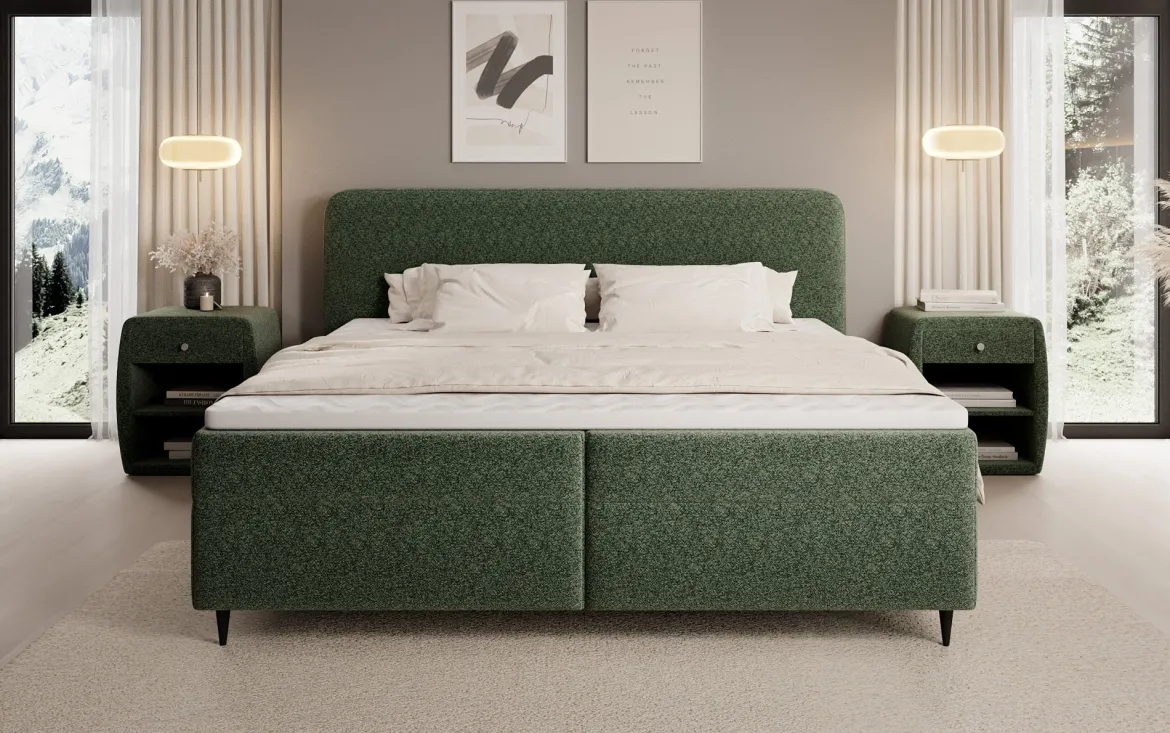 Boxspringbett Nea in Strukturstoff mit Stauraum