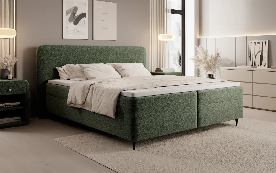 Boxspringbett Nea in Strukturstoff mit Stauraum