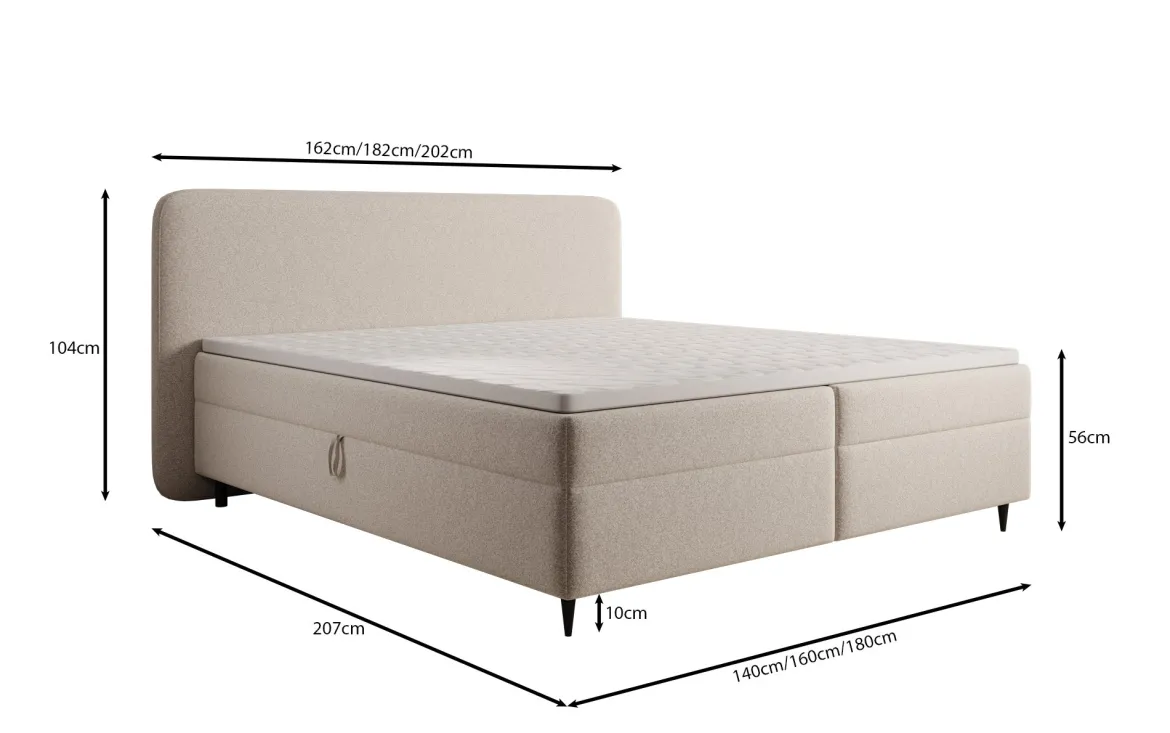 Boxspringbett Nea in Strukturstoff mit Stauraum