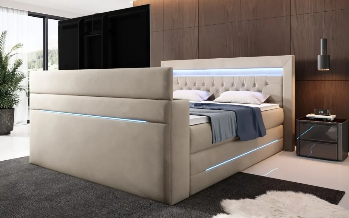 Boxspringbett Neptun mit TV Lift und RGB