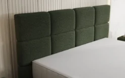 Boxspringbett Nessa mit hohen Füßen in Teddy Bouclé
