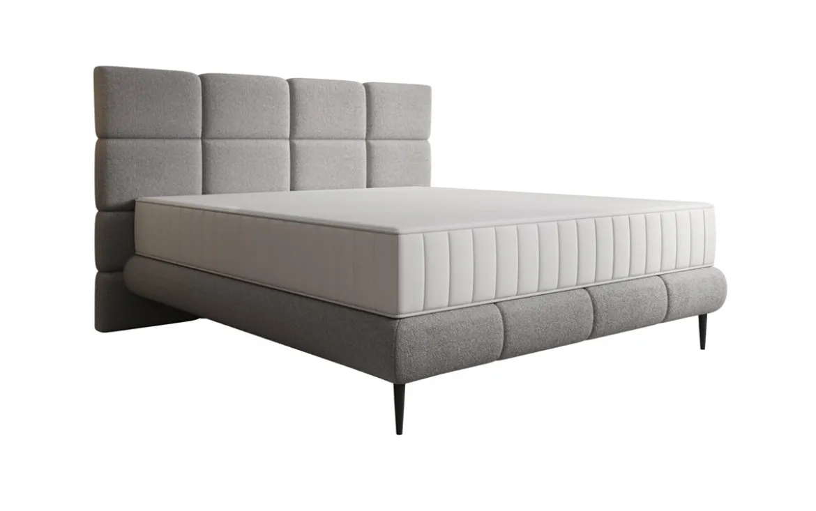 Boxspringbett Nessa mit hohen Füßen in Teddy Bouclé