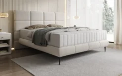 Boxspringbett Nessa mit hohen Füßen in Teddy Bouclé