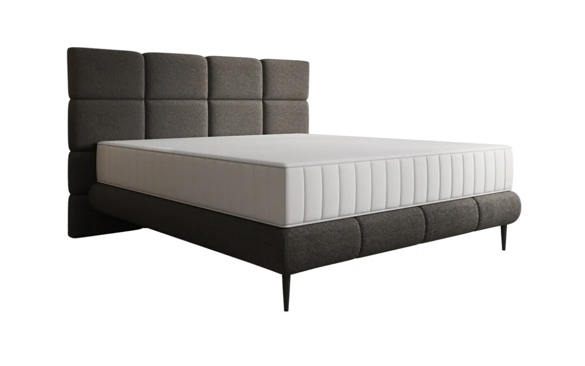 Boxspringbett Nessa mit hohen Füßen in Teddy Bouclé
