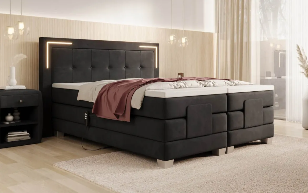Boxspringbett Noctis Samt elektrisch verstellbar mit LED
