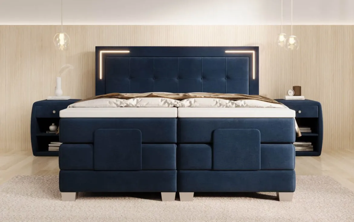 Boxspringbett Noctis Samt elektrisch verstellbar mit LED