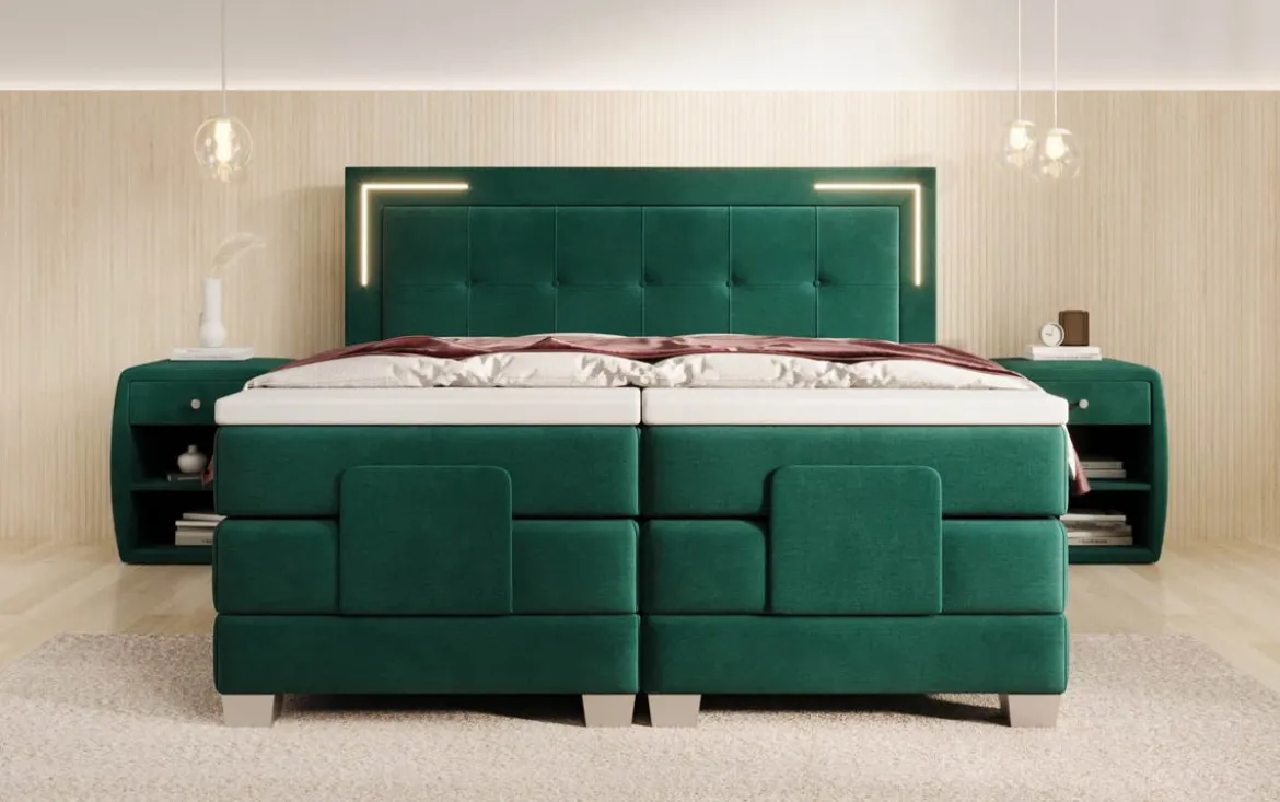 Boxspringbett Noctis Samt elektrisch verstellbar mit LED