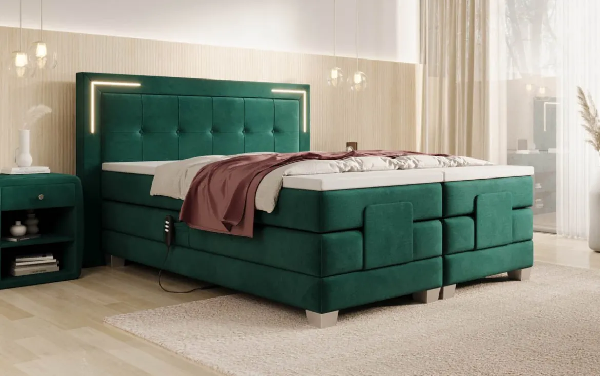 Boxspringbett Noctis Samt elektrisch verstellbar mit LED